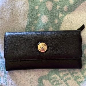 Tommy Hilfiger Black Leather Flap Wallet